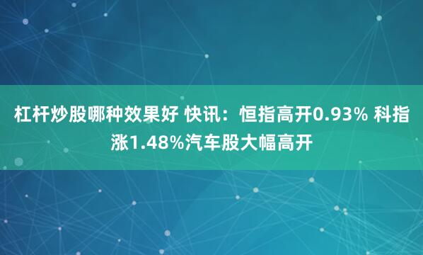 杠杆炒股哪种效果好 快讯：恒指高开0.93% 科指涨1.48%汽车股大幅高开