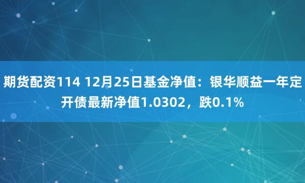 期货配资114 12月25日基金净值：银华顺益一年定开债最新净值1.0302，跌0.1%