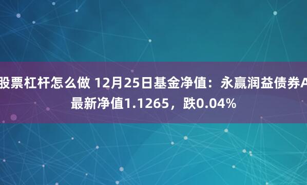 股票杠杆怎么做 12月25日基金净值：永赢润益债券A最新净值1.1265，跌0.04%