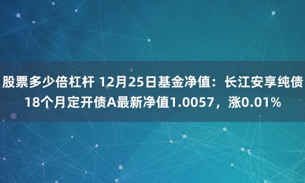 股票多少倍杠杆 12月25日基金净值：长江安享纯债18个月定开债A最新净值1.0057，涨0.01%