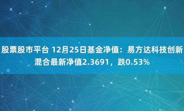 股票股市平台 12月25日基金净值：易方达科技创新混合最新净值2.3691，跌0.53%